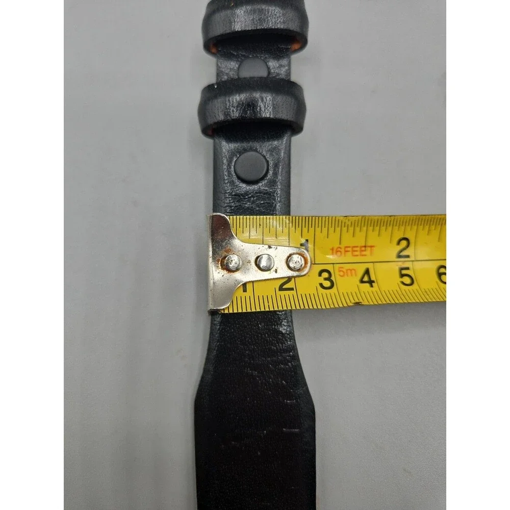 Men's Black Asian Buffalo Crescent Leather Belt Handcrafted In USA 28